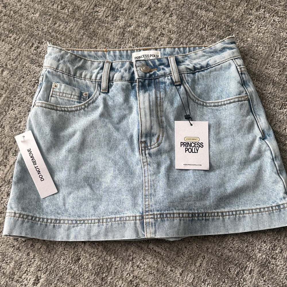 Princess Polly Light Blue Denim Mini Skort